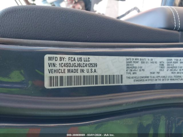 1C4SDJGJ6LC412539 Dodge Durango Srt Awd