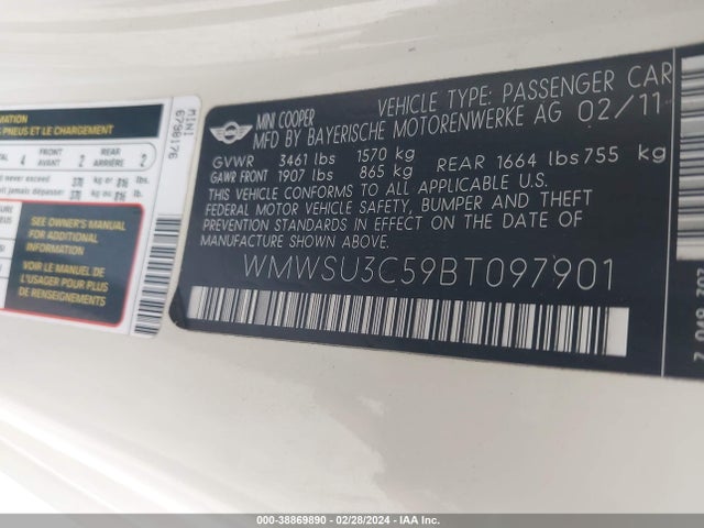 2011 MINI COOPER WMWSU3C59BT097901 Photo 8