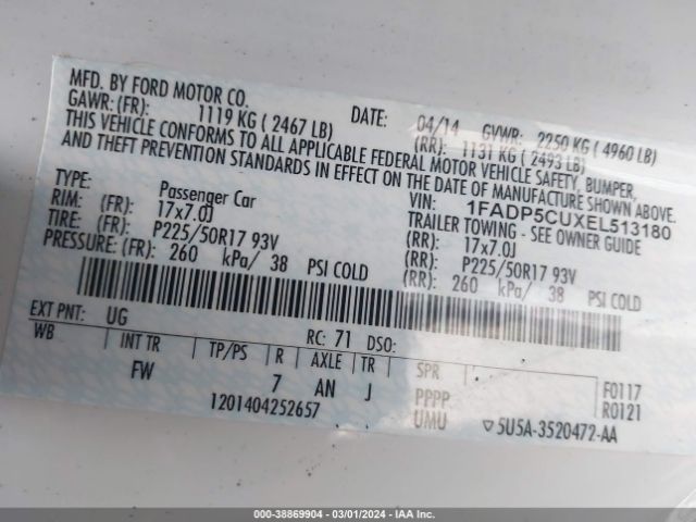 1FADP5CUXEL513180 Ford C-max Energi Sel