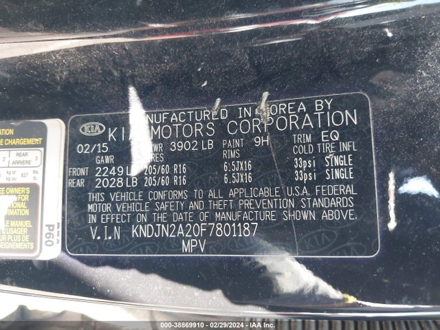 KIA Soul 2015 KNDJN2A20F7801187 Image 9