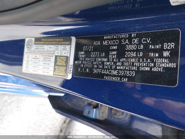KIA Forte Gt Manual 2021 3KPF44AC8ME397839 Image 9