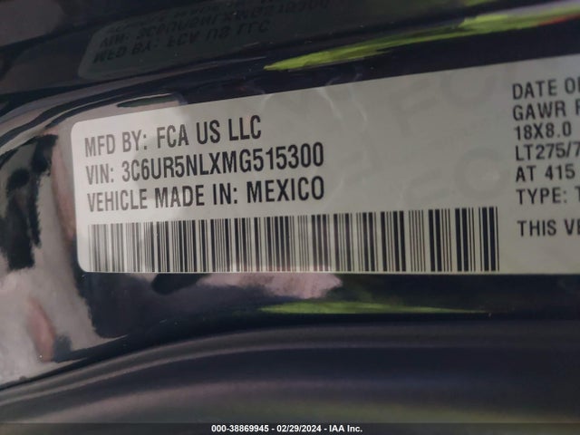 3C6UR5NLXMG515300 RAM 2500 Laramie Mega Cab 4x4 6'4 Box