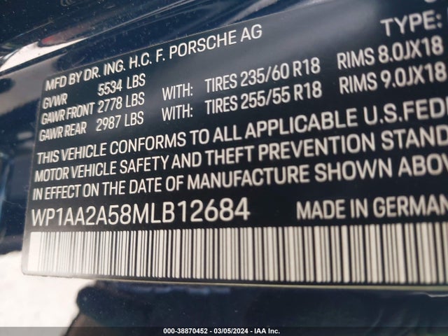 2021 PORSCHE MACAN WP1AA2A58MLB12684 Photo 8