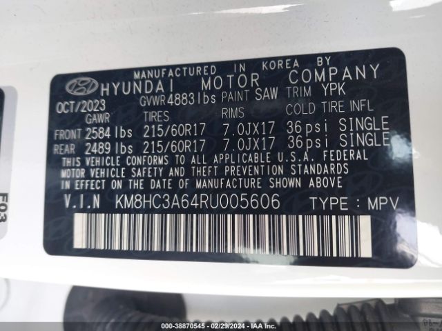 2024 HYUNDAI KONA ELECTRIC KM8HC3A64RU005606 Photo 8