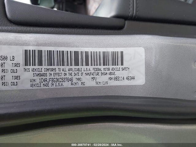 1C4RJFBG3KC527646 Jeep Grand Cherokee Limited 4x4