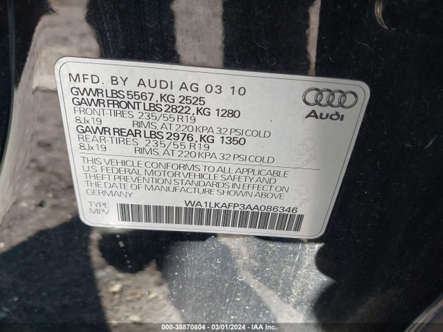 2010 AUDI Q5 WA1LKAFP3AA086346 Photo 8