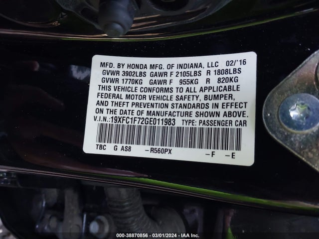 Honda Civic Ex-l 2016 19XFC1F72GE011983 Image 9