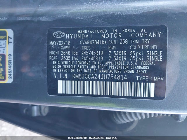 Hyundai Tucson Value 2018 KM8J3CA24JU754814 Image 9