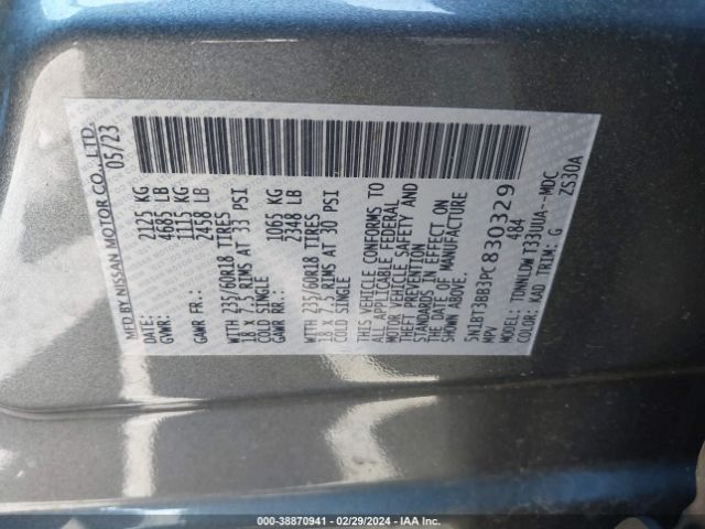 5N1BT3BB3PC830329 Nissan Rogue Sv Intelligent Awd