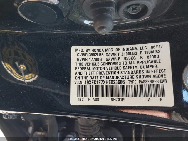 Honda Civic Ex-l 2017 19XFC1F7XHE023686 Image 9