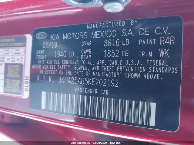 KIA Rio 5-door S 2019 3KPA25AB5KE202192 Image 9