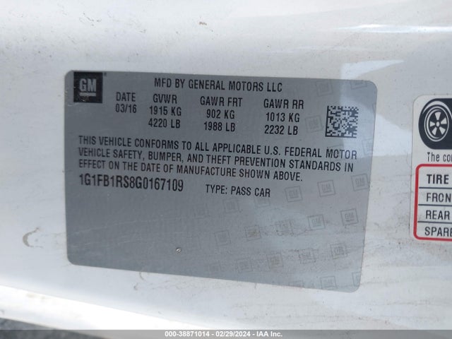 Chevrolet Camaro 1lt 2016 1G1FB1RS8G0167109 Image 9