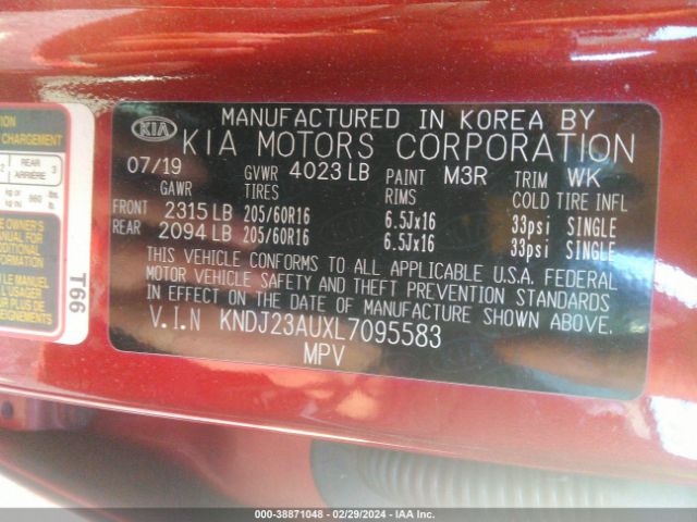 KNDJ23AUXL7095583 KIA SOUL LX