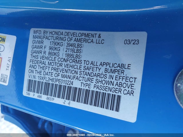Honda Civic Sport 2023 19XFL2H83PE010224 Image 9
