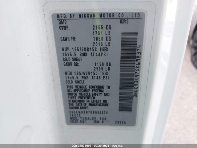 Nissan Nv200 S 2016 3N6CM0KN7GK698374 Image 9