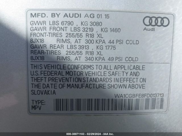 WA1CGBFE8FD013713 Audi Q7 3.0t Premium