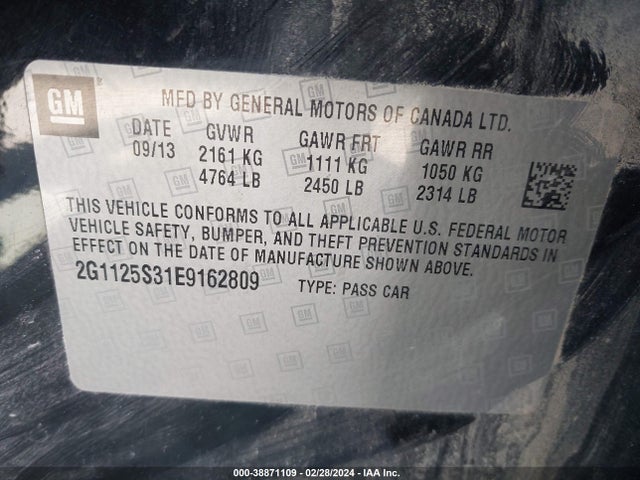 Chevrolet Impala 2lt 2014 2G1125S31E9162809 Image 9