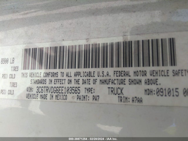 3C6TRVDG6EE103565 RAM Promaster 2500 High Roof