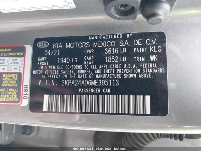 KIA RIO S 2021 3KPA24AD6ME395113 Image 9