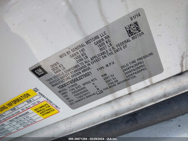 GMC Acadia Denali 2014 1GKKVTKD6EJ279021 Image 9