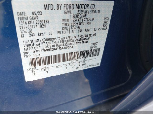 3FTTW8E36PRA45354 Ford Maverick Xlt