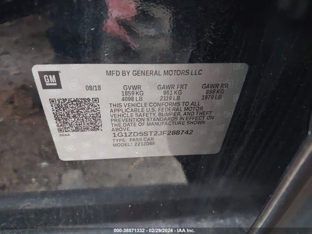 Chevrolet MALIBU LT 2018 1G1ZD5ST2JF288742 Image 9