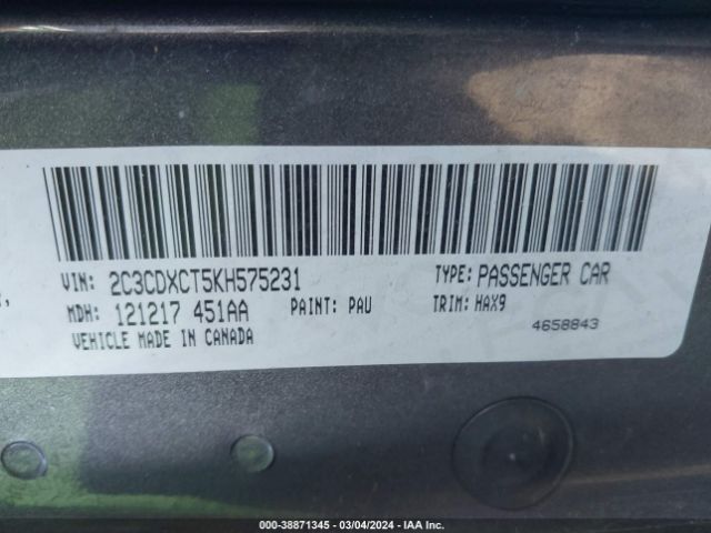 2C3CDXCT5KH575231 Dodge Charger R/t Rwd