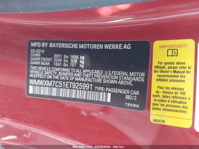 2014 MINI HARDTOP WMWXM7C51ET925991 Photo 8