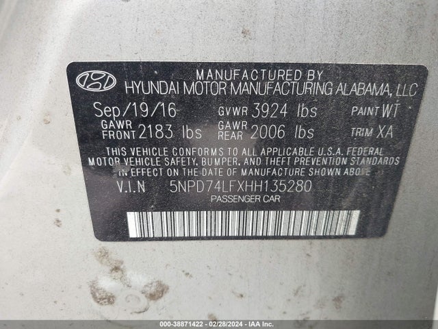 Hyundai ELANTRA SE 2017 5NPD74LFXHH135280 Image 9