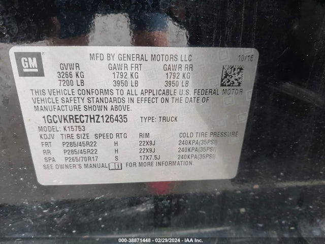 Chevrolet Silverado 1500 1lt 2017 1GCVKREC7HZ126435 Image 9