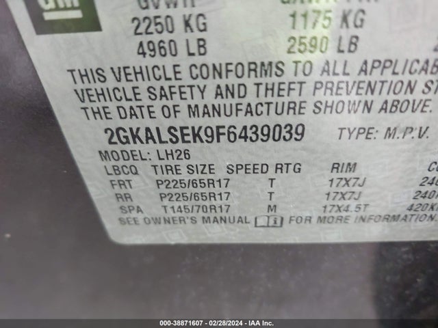 GMC Terrain Slt-1 2015 2GKALSEK9F6439039 Image 9