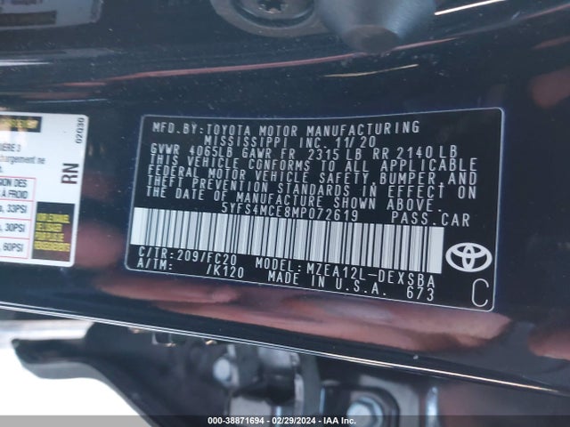 Toyota Corolla Se Nightshade Edition 2021 5YFS4MCE8MP072619 Image 9