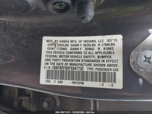 Honda Civic Ex-l 2015 19XFB2F92FE047732 Image 9