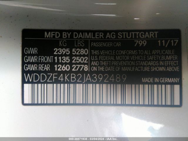 WDDZF4KB2JA392489 Mercedes-Benz E 300 4matic