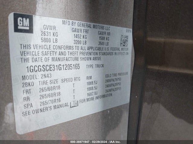 Chevrolet Colorado Lt 2016 1GCGSCE31G1205165 Image 9