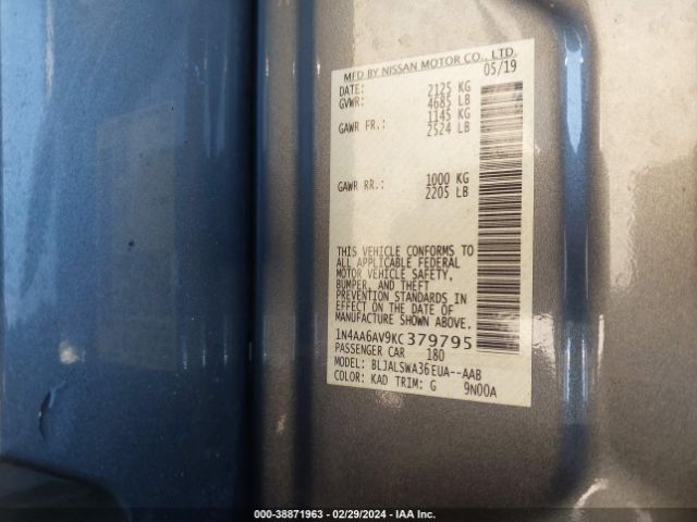 1N4AA6AV9KC379795 Nissan Maxima 3.5 Sr