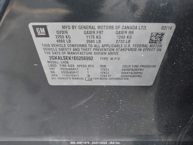 GMC Terrain Slt 2014 2GKALSEK1E6256992 Image 9