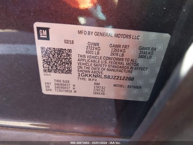1GKKNRLS8JZ212268 GMC Acadia Sle-1