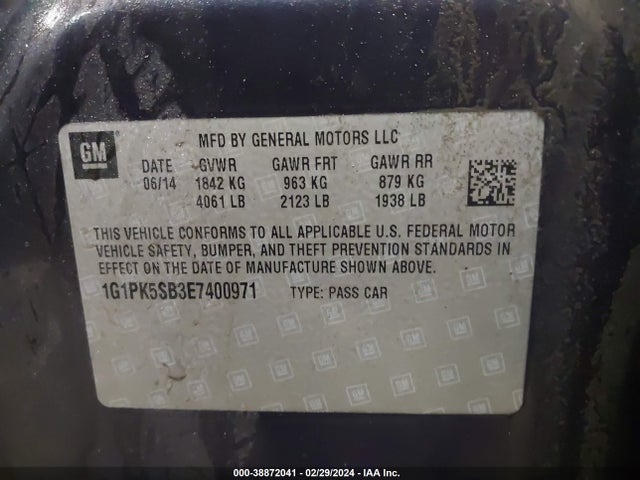 Chevrolet CRUZE LT 2014 1G1PK5SB3E7400971 Image 9