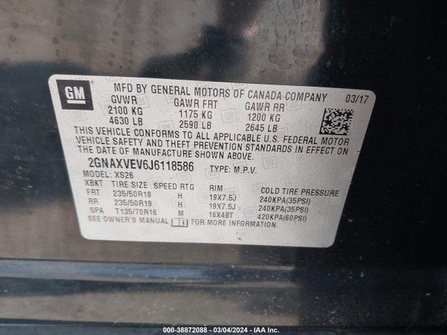 Chevrolet Equinox Premier 2018 2GNAXVEV6J6118586 Image 9