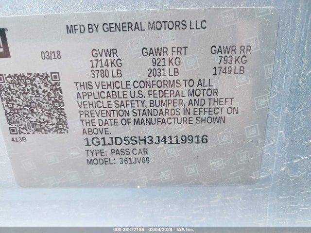 Chevrolet Sonic Lt Auto 2018 1G1JD5SH3J4119916 Image 9