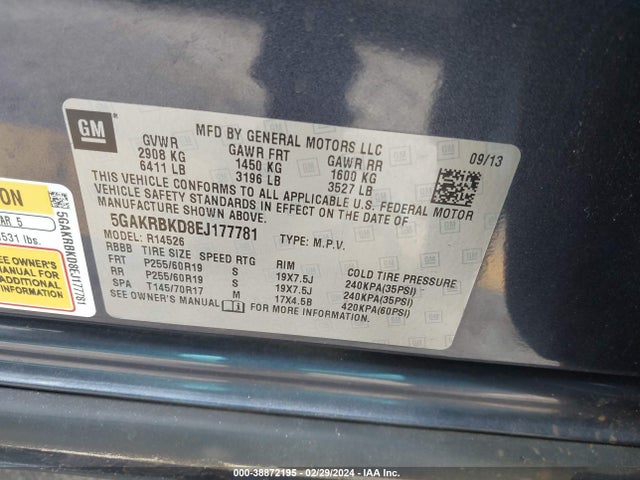 5GAKRBKD8EJ177781 Buick Enclave Leather