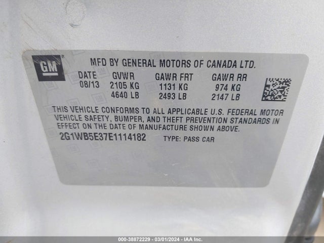 Chevrolet Impala Limited Lt 2014 2G1WB5E37E1114182 Image 9