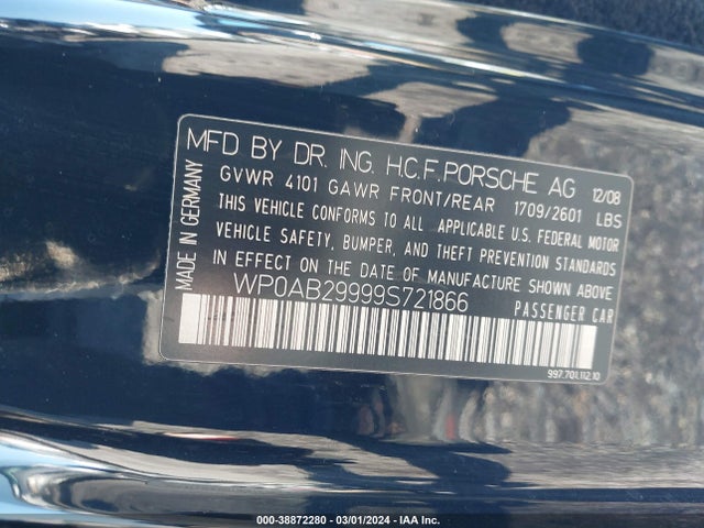 2009 PORSCHE 911 WP0AB29999S721866 Photo 8
