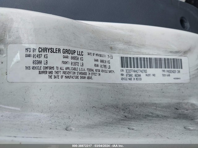 2013 FIAT 500 3C3CFFAR4DT742765 Photo 8