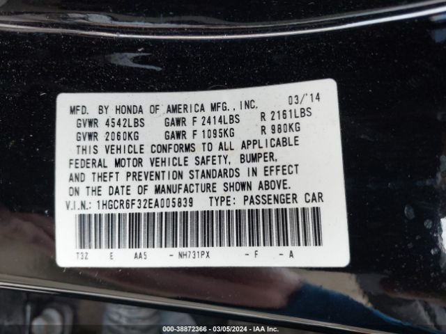 1HGCR6F32EA005839 Honda ACCORD HYBRID