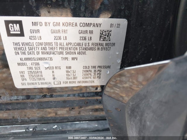 KL4MMDSL6NB094735 Buick Encore Gx Fwd Select