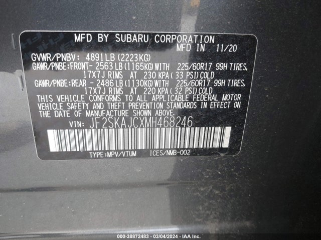 Subaru Forester Premium 2021 JF2SKAJCXMH468246 Image 9