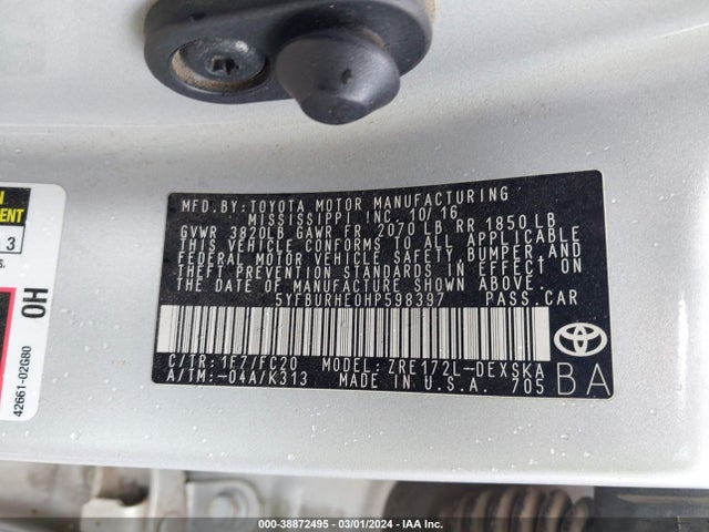 Toyota COROLLA SE 2017 5YFBURHE0HP598397 Image 9