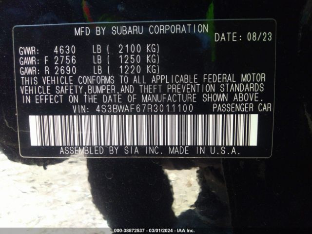 4S3BWAF67R3011100 Subaru Legacy Premium